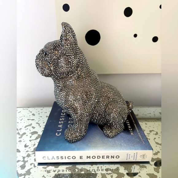 Rhinestone French Bulldog Piggy Bank Statue - Picture 3 of 11